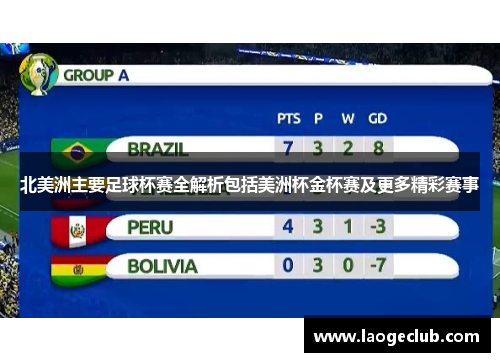 北美洲主要足球杯赛全解析包括美洲杯金杯赛及更多精彩赛事